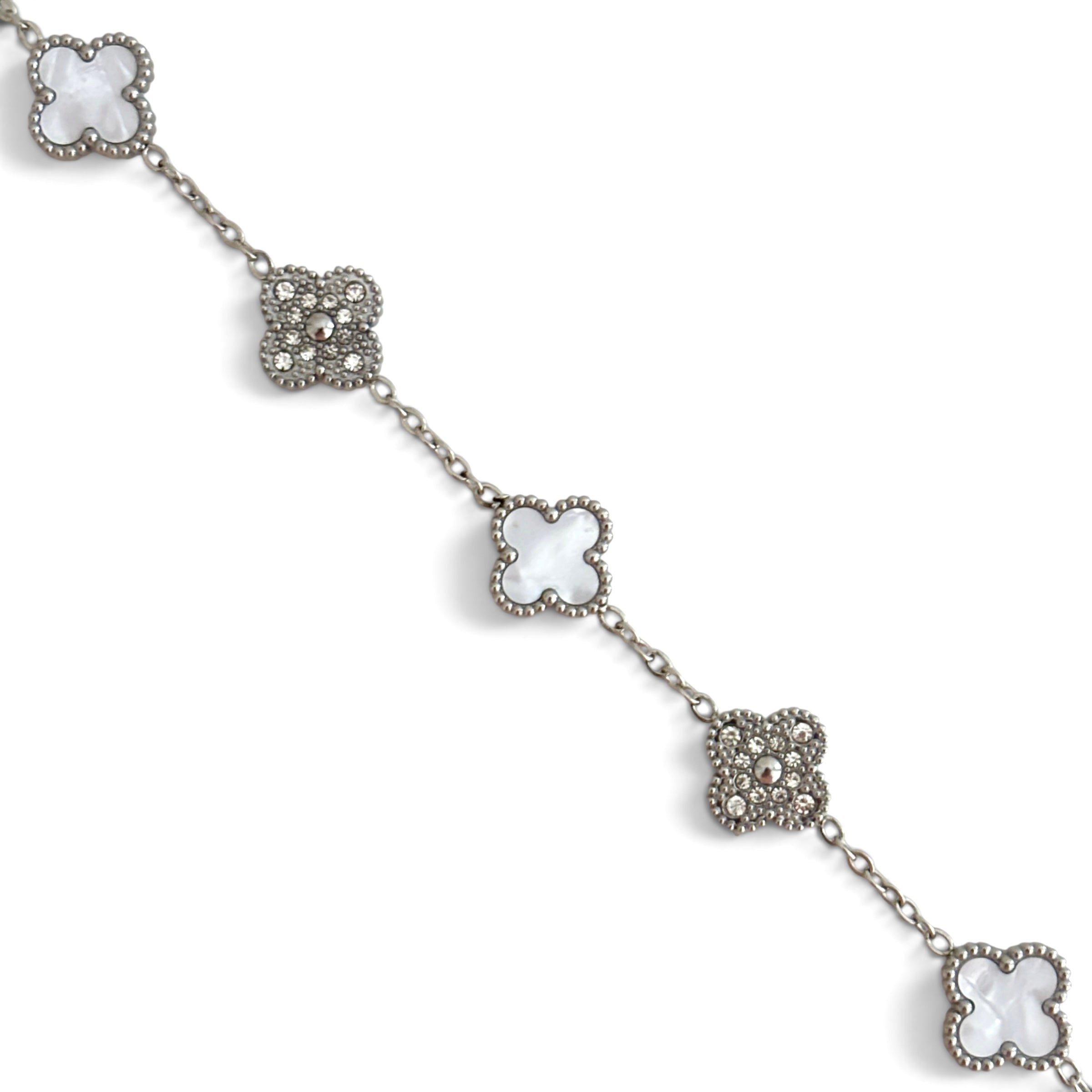 Bracelet trèfle [BLANC ARGENTÉ]