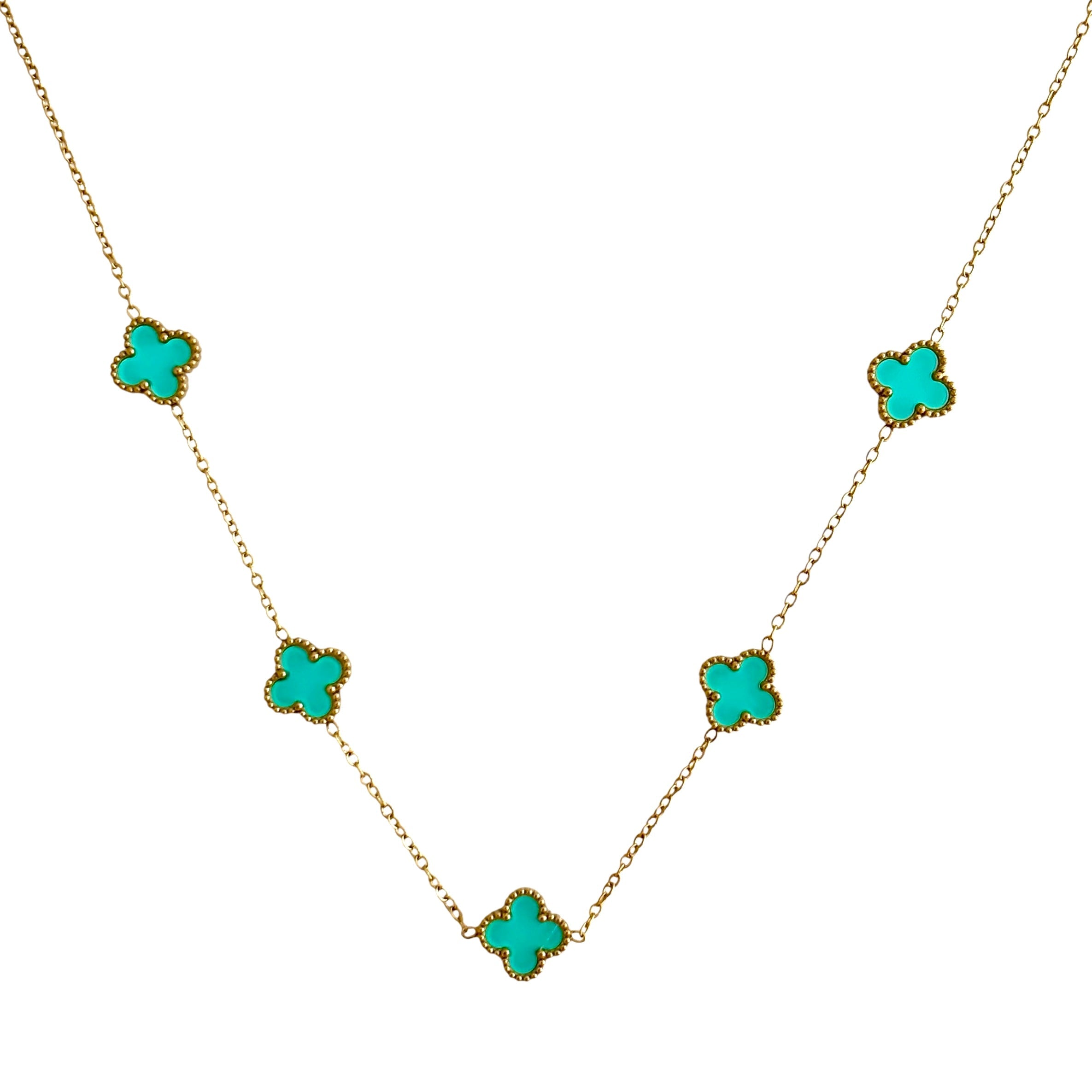 Collier trèfle [GOLD TURQUOISE]